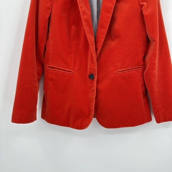 J CREW parke velvet velour jacket blazer orange 6 one button preppy academia - Picture 4 of 10